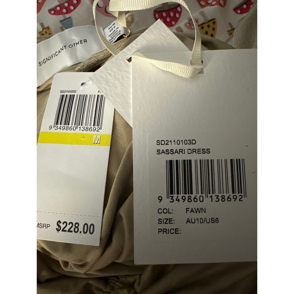 Beige Ruched V-Neck Midi Dress - Picture 11 of 11